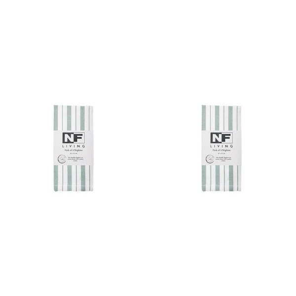 2x 4pc NF Home & Entertaining Essentials French Napkins 45cmx45cm Striped Sage