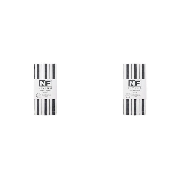 2x 4pc NF Home & Entertaining Essentials French Napkins 45x45cm Striped Black