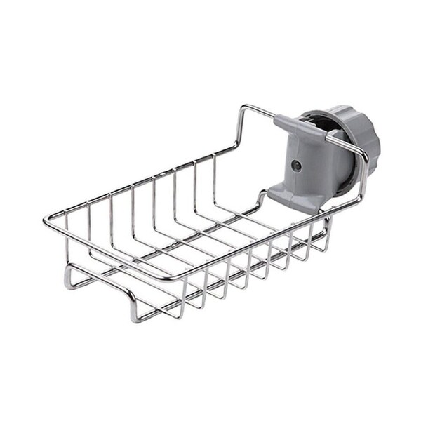 Kitchen Sink Faucet Shelf Sponge Dish Cloth Rack Holder Racks Storage Organizer Silver