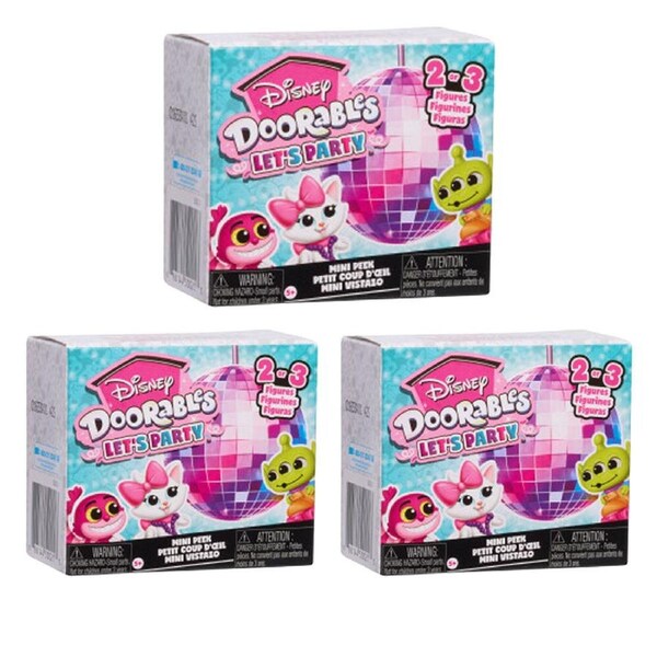 3PK Doorables Disney Collectable Figures Pop Up Party Surprise Mini Peek Set 5y+