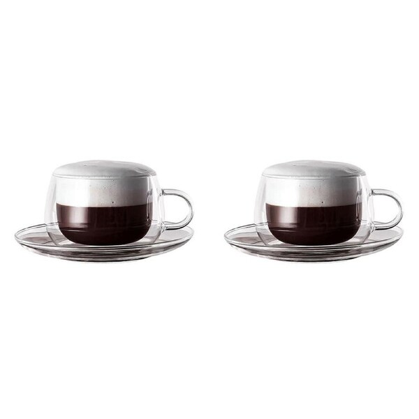 2x 2pc NF Living Serving Clear Cup 250ml Solid Double-Walled