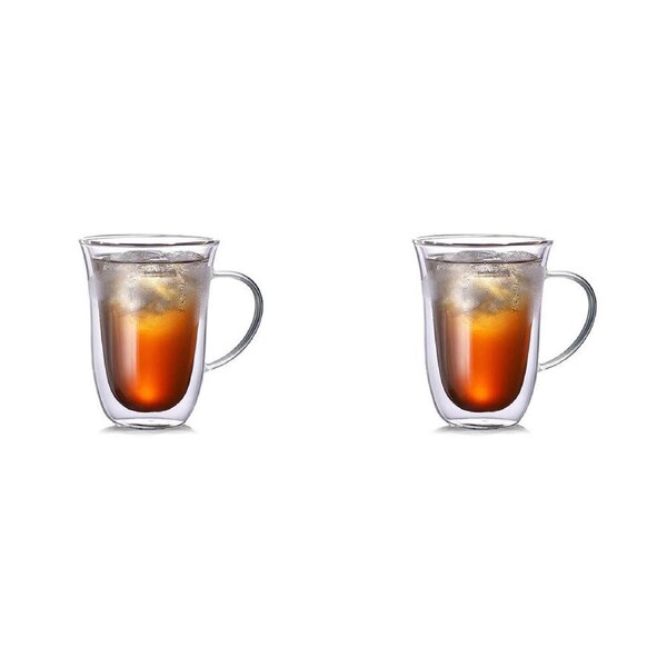 2x 2pc NF Living Serving Clear Mug 300ml Solid Double-Walled
