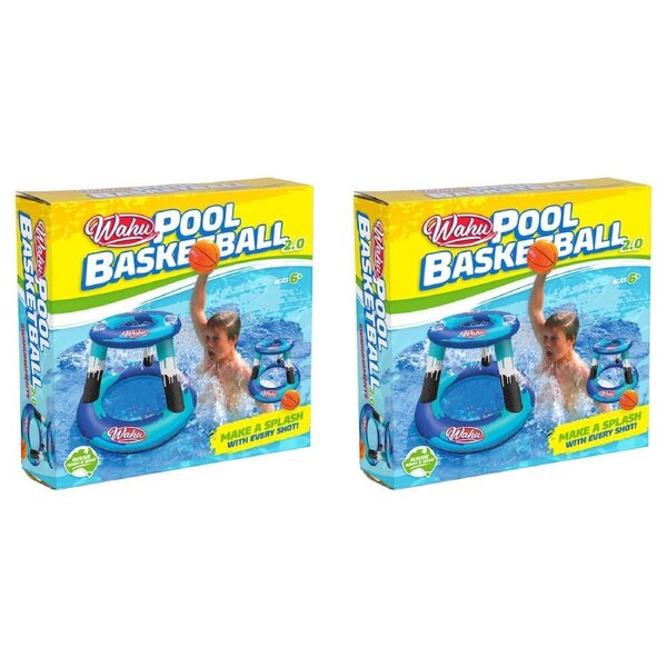 2PK Wahu Pool Basketball 2.0 Set Inflatable Durable Water Resistant Toy 6y+