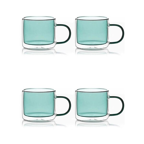 2x 2pc NF Living Serving Hued Cups 250ml Solid Double-Walled Green