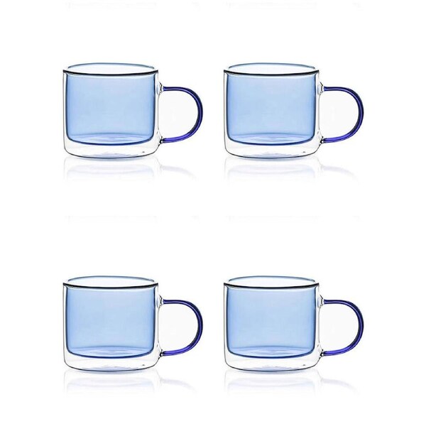 2x 2pc NF Living Serving Hued Cups 250ml Solid Double-Walled Blue