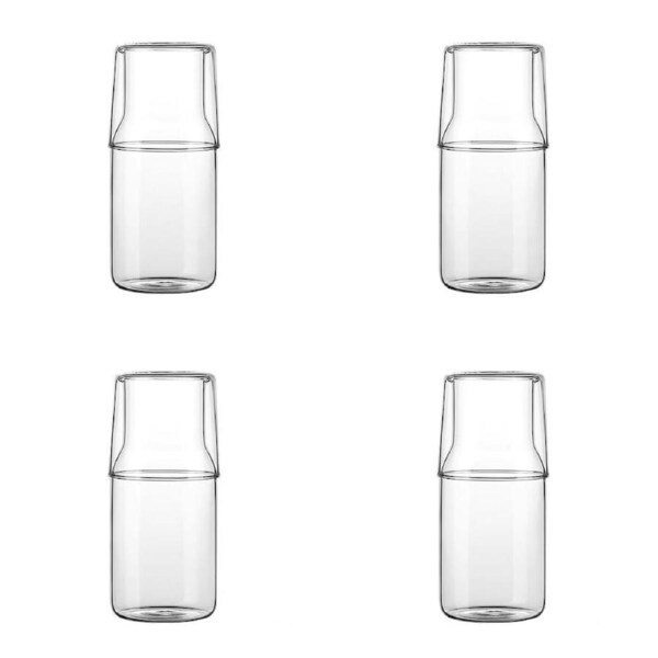 4PK NF Living Clear Top Cup Carafe 550ml w/ Matching Cups Minimalist