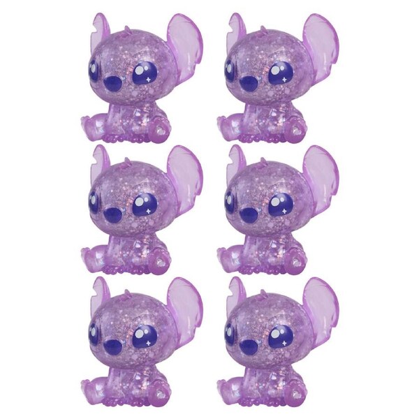 6PK Stitch Squish-A-Stitch Toy Glittery Blind Capsule Collectable Figure 3y+