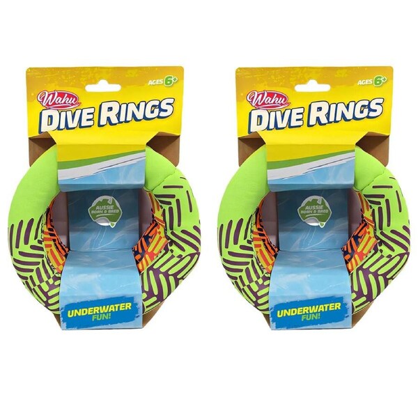 2x 3pc Wahu Pool Party Dive Rings Safe Neoprene Underwater Fun Kids Toy 6y+