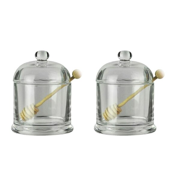 2PK NF Living Honey Jar Set Glass 10x10x13cm Solid Clear