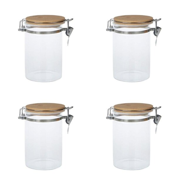 4PK NF Living Glass Cannister Airtight Seal 10x15cm Solid Clear