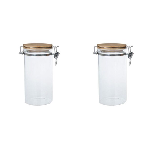 2PK NF Living Glass Cannister Airtight Seal 10x20cm Solid Clear