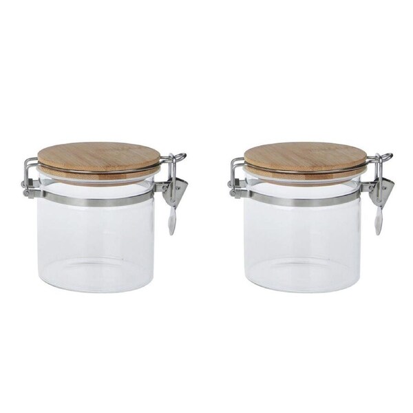 2PK NF Living Glass Cannister Airtight Seal 10x13cm Solid Clear