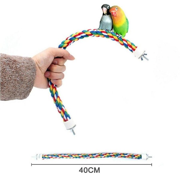 Pet Bird Rope Perches Parrot Colorful Cage Comfy Perch Bungees for Birds Toy 40cm