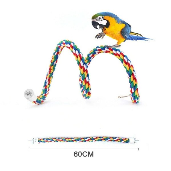 Pet Bird Rope Perches Parrot Colorful Cage Comfy Perch Bungees for Birds Toy 60cm