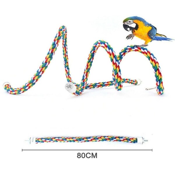 Pet Bird Rope Perches Parrot Colorful Cage Comfy Perch Bungees for Birds Toy 80cm
