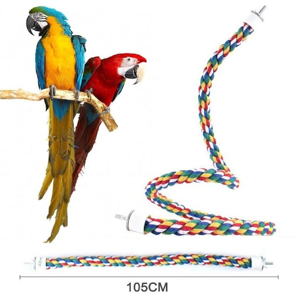 Pet Bird Rope Perches Parrot Colorful Cage Comfy Perch Bungees for Birds Toy 105cm