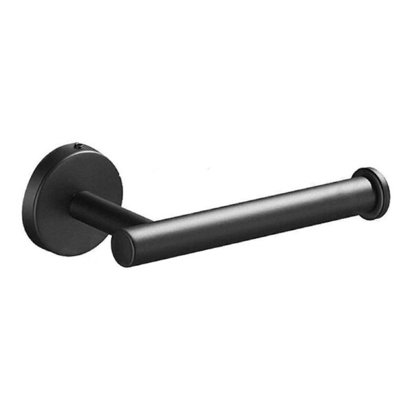 Toilet Paper Roll Holder Mounted Stainless Rustproof Hook Bathroom Wall Storage Black