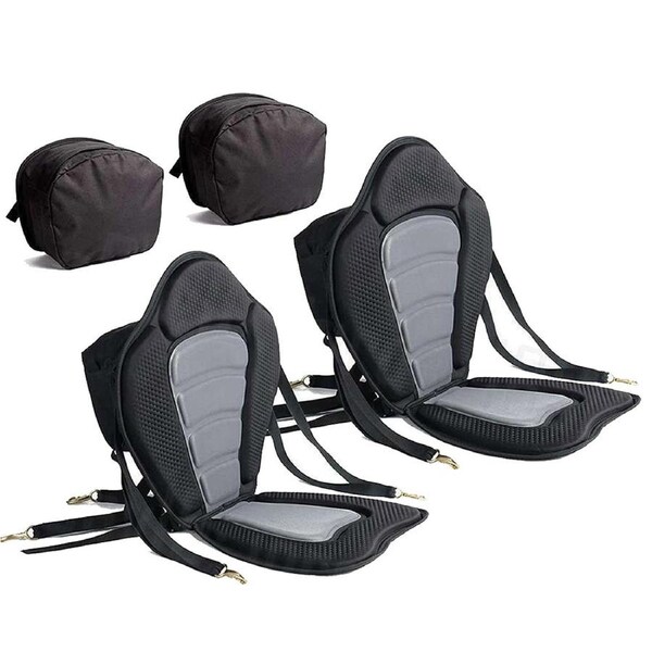 Adjustable Canoe Kayak Seat Padded with Detachable BackPack Bag Hooks Straps 2 x Kayaking Seat and Storage Bag