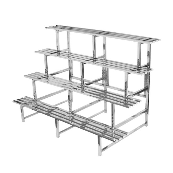 Large Garden Stainless Steel Pots Plant Stand Rack Chrome 4 Tier