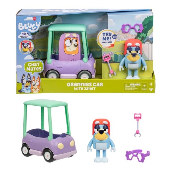 Bluey Chat Mates Granny Car with Janet Action Figure