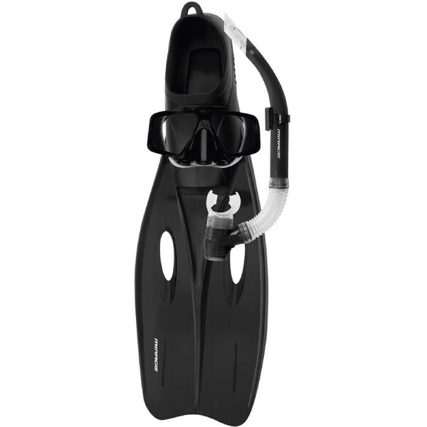 4pc Mirage Challenger Snorkelling Mask/Snorkel/Fins Set Medium Black