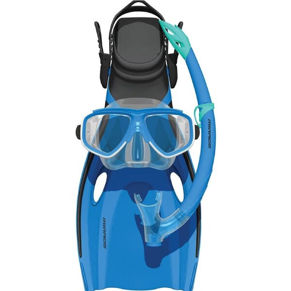 4pc Mirage Dolphin Junior Snorkelling Mask/Snorkel/Fins Set L/XL Blue