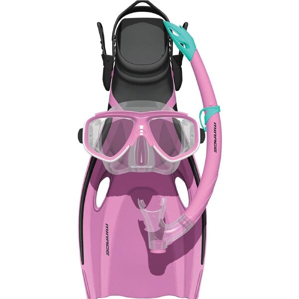 4pc Mirage Dolphin Junior Snorkelling Mask/Snorkel/Fins Set L/XL Pink