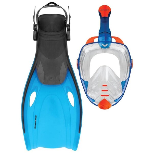 4pc Mirage Galaxy2 Snorkelling Mask/Snorkel/Fins Set S/M Blue