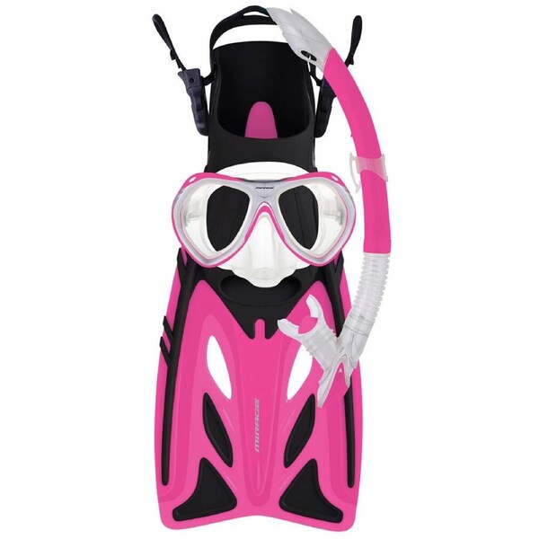 4pc Mirage Crystal Junior Snorkelling Mask/Snorkel/Fins Set L/XL Pink