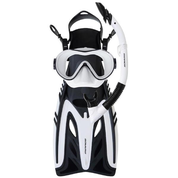4pc Mirage Rayzor Phantom Silicone Mask/Snorkel/Fins Set S/M White