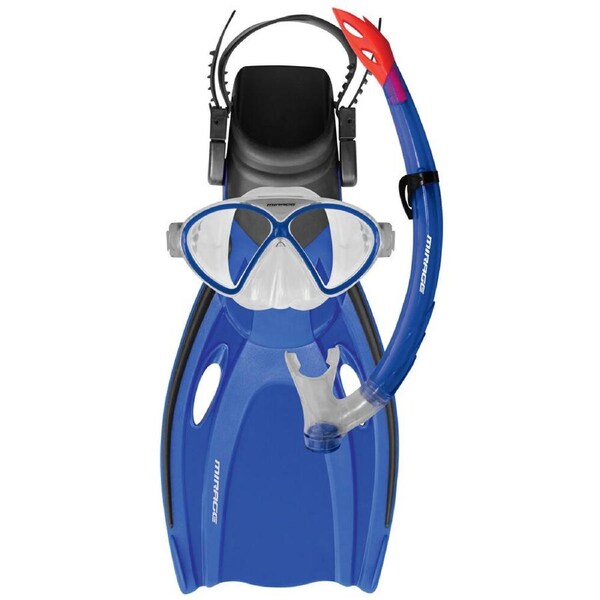 4pc Mirage Comet Junior Snorkelling Mask/Snorkel/Fins Set Large Dark Blue