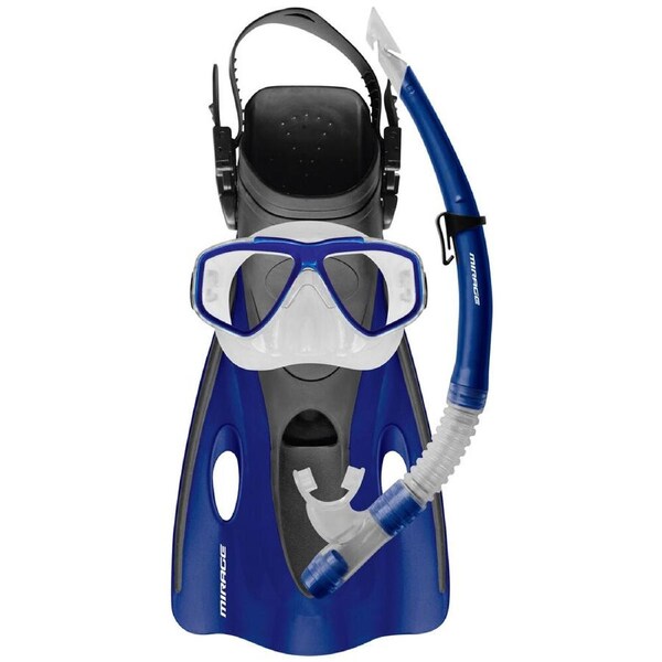 4pc Mirage Ezi-Travel Snorkelling Mask/Snorkel/Fins Set L/XL Blue