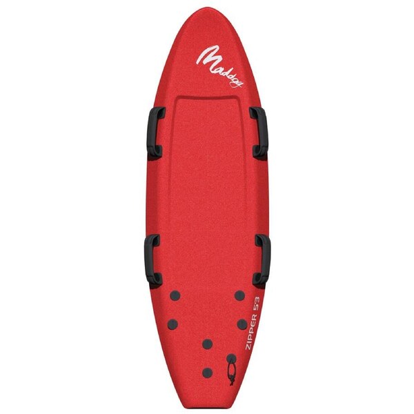 Maddog Zipper Soft Beach Surfing 3-Fin Surfboard w/ Handles 5feet Red