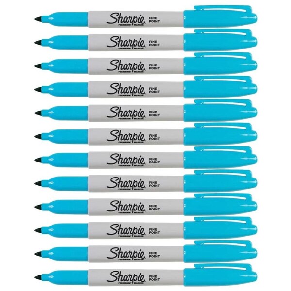 Sharpie Fine Point Permanent Marker 1.00mm Turquoise Box of 12