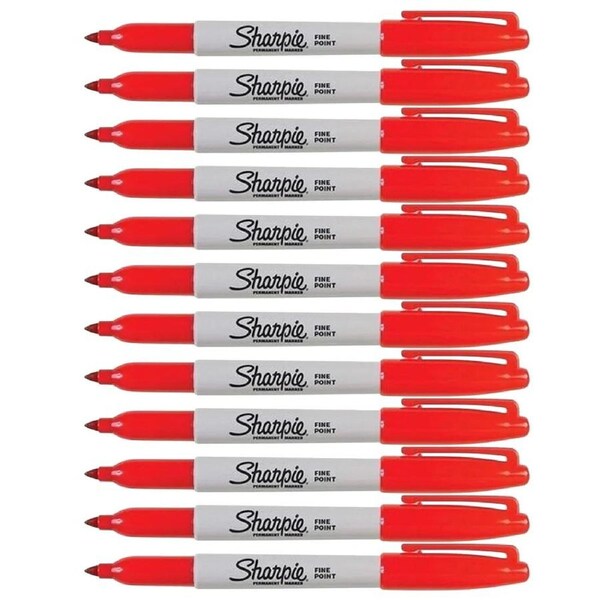 Sharpie Fine Point Permanent Marker 1.00mm Red Box of 12