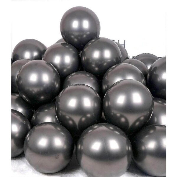 12-inch Metallic Chrome Black Latex Balloons 10pk