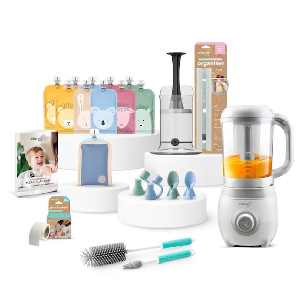 Cherub Baby Easycook Baby Food Maker, Steriliser & Warmer Cerulean Sage Bundle (BW)