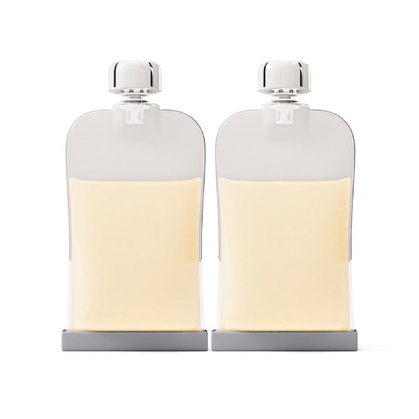 Cherub Baby Reusable 180ml Silicone Breast Milk & Food Pouches 2PK (BW)