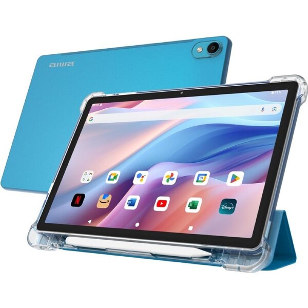AIWA 11" WiFi Tablet Pro (Sapphire Blue) with Foldable Case and Stylus Pen