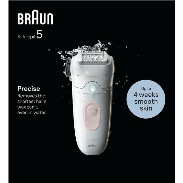 Braun Silk-epil 5 Epilator, Wet & Dry, Lasting Smooth Skin, 5000 - Flamingo Pink