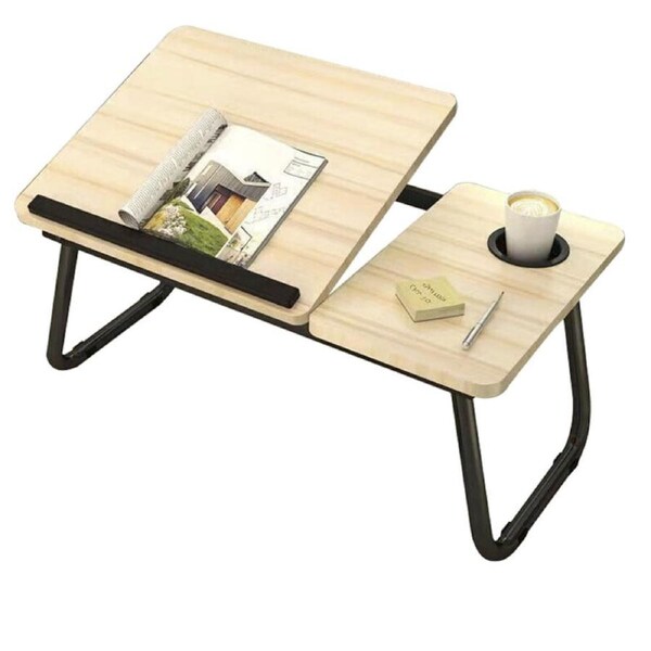 OZNALA Adjustable Laptop Table, Bed Stand Desk, Lap Tray Sofa Computer, Home Office Desks, Breakfast Tray, Desk with Cup Holder, Watching Movies in Bed, Fordable Legs Desk Yellow