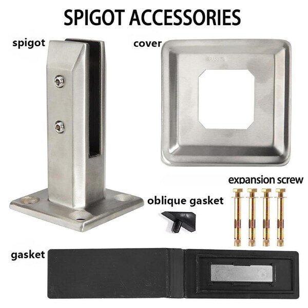 OZNALA DIY Heavy Duty 304 Stainless Steel Spigot Glass Fence Clamp Pool Fencing Balustrade Spigots