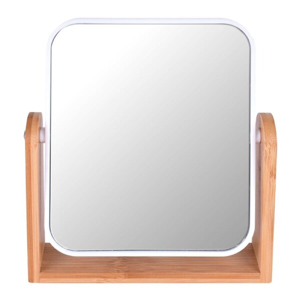 Clevinger Double Sided Bamboo Makeup Mirror with Magnification - 20cm x 18cm