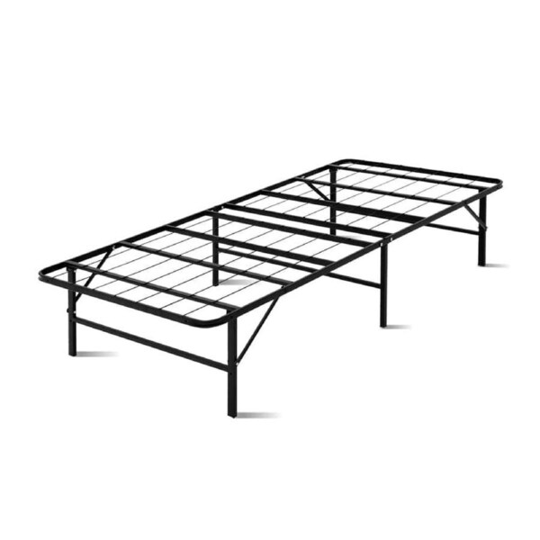 Foldable Metal Bed Frame - Black - SINGLE SIZE