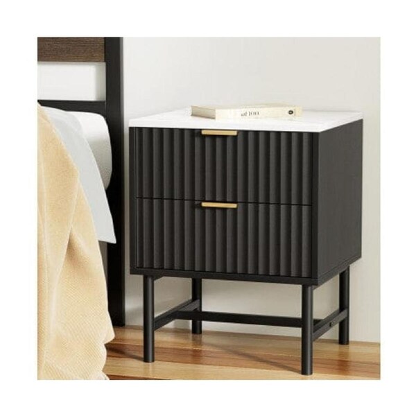 edside Table 2 Drawers - Black