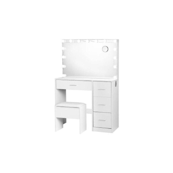 Dressing Table Set Stool 15 Led Bulbs White Darcy