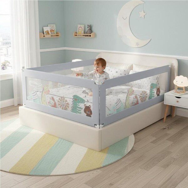 3-Piece BoPeep Baby Bed Rail Set Adjustable Foldable Safety Guard for Super King Bed