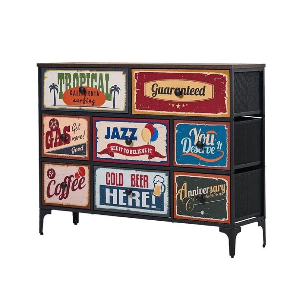 LIM 8 Chest of Drawers Fabric Retro Vintage Multi-colour