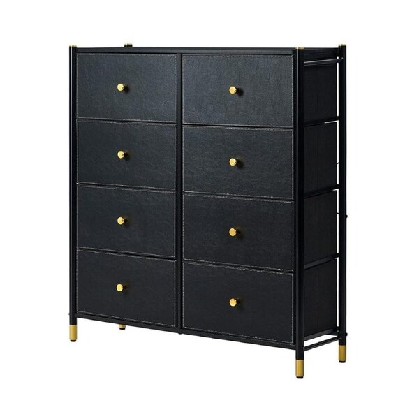 WIK 8 Chest of Drawers PU Fabric Black