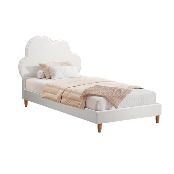 SKY Bed Frame Single Size Kids Bed Frame White Leather